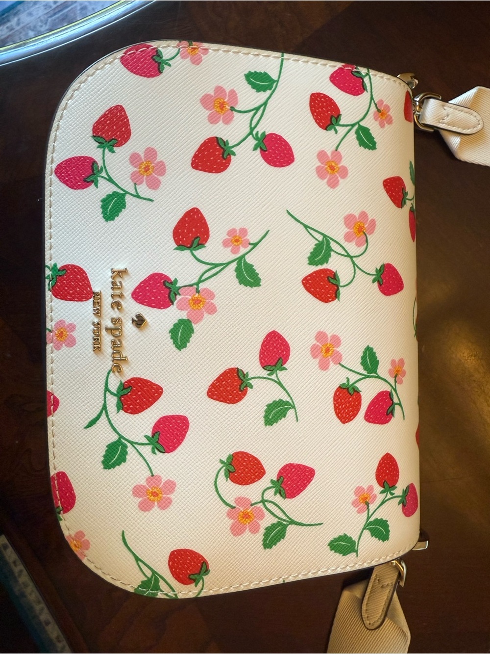 kate spade White Strawberry Print Crossbody Bag